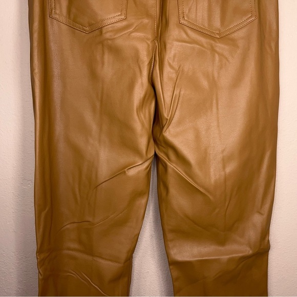 New Medium Fitted Forever 21 Tan Brown Faux Leather Pants Stretch Vegan NWT - Picture 9 of 15